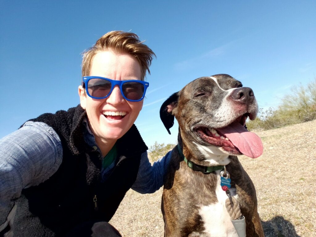 REACH Strategies Senior Software Developer Sarah Morgan with her dog